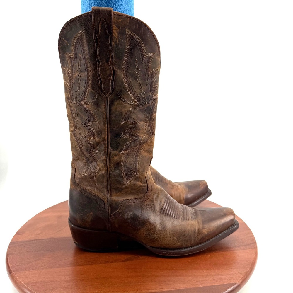 El Dorado Handmade in Mexico Cowboy Boot  Brown Leather Snip Toe Western Men 9 D
